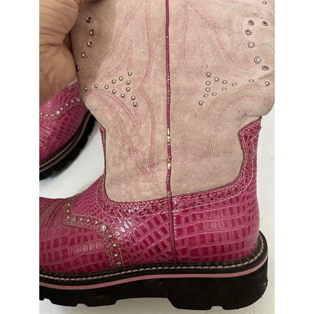 Ariat Pink Patent Leather Fatbaby Women's Size 8.5B Cowgirl Boots GUC - Picture 7 of 11